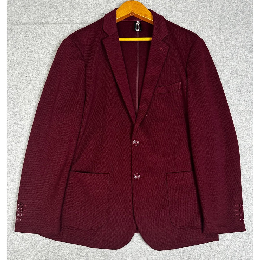 NEW PJ Paul Jones Sport Coat L Burgundy Textured Unstructured 2 Button Blazer